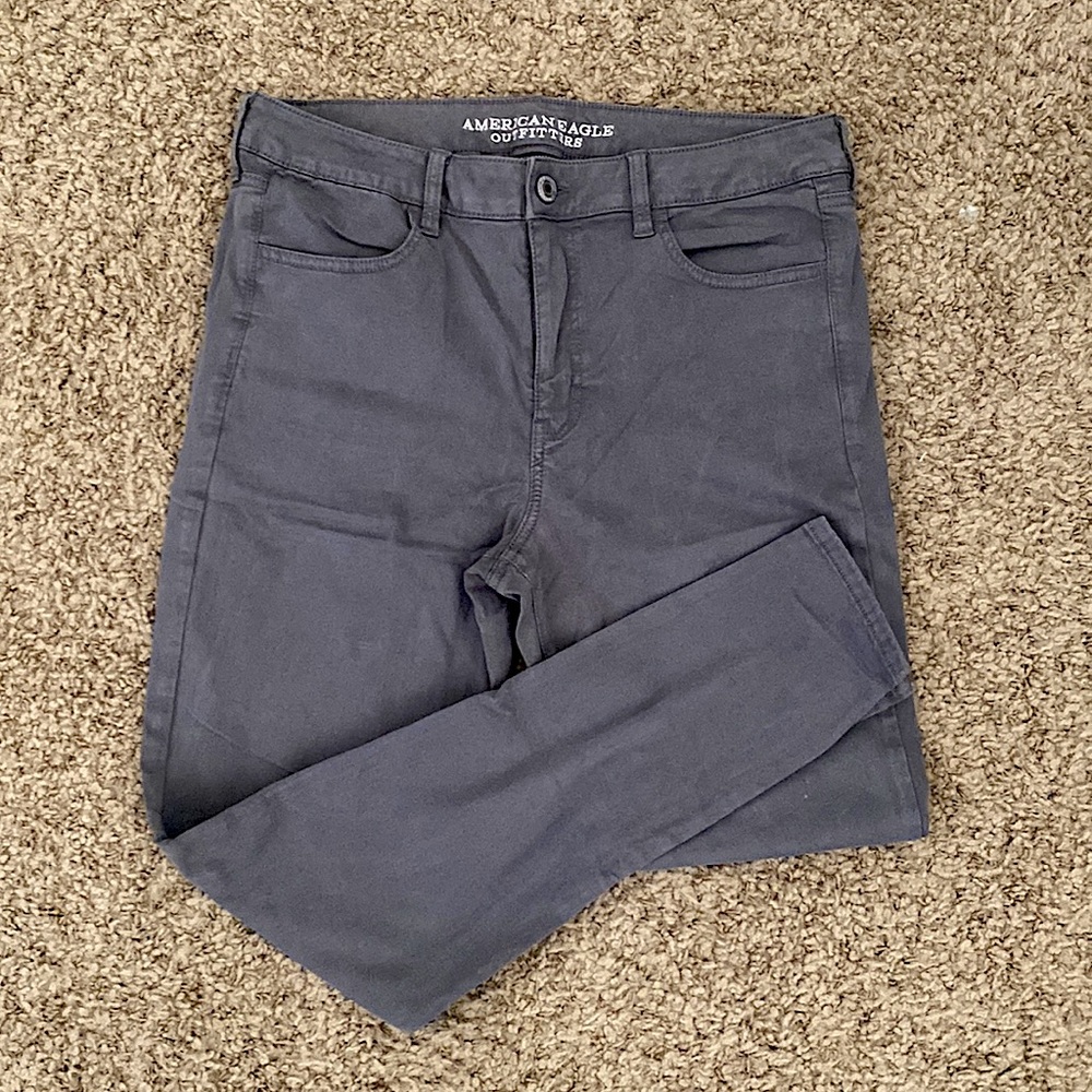 Grey High Rose Jeans American Eagle Outfitters Size 16 Long - Grey Jeggings